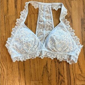 Aerie Floral Lace Halter Bralette in Light Blue